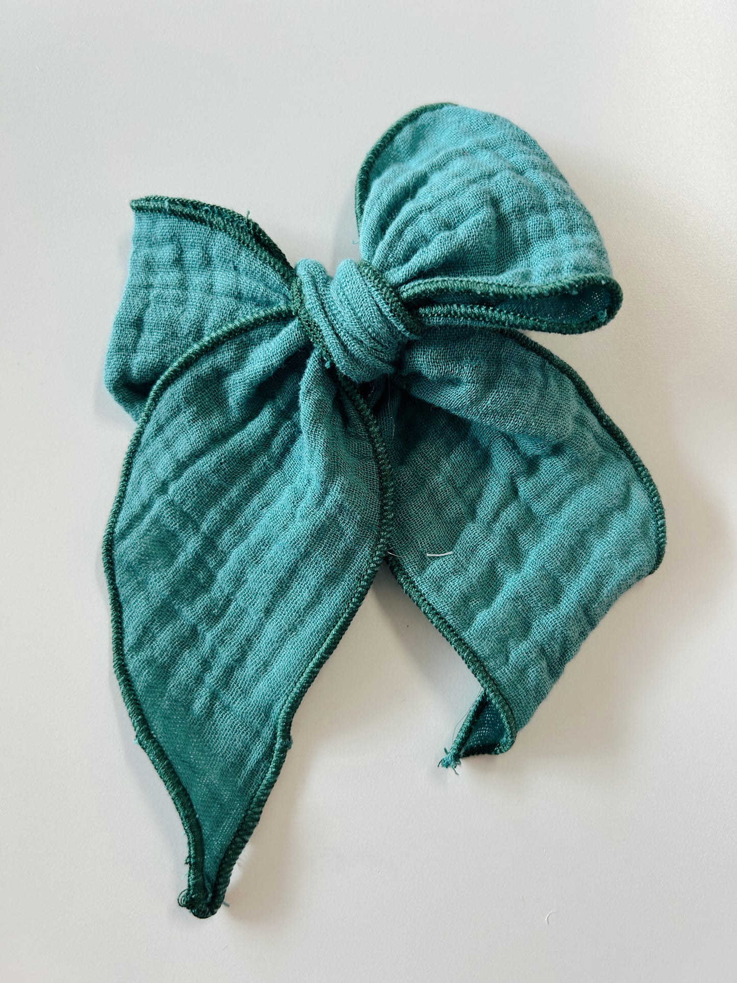 TEAL LINEN BOW